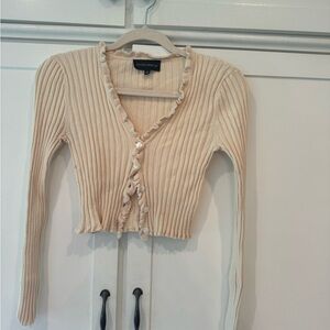 Cotton Candy Cream Ribbed Cardigan